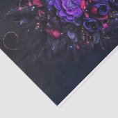 Papier Mousseline Moody Bouquet fleurs sombres violet rose bleu (Détail)