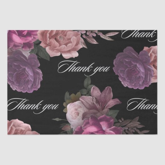 Papier Mousseline Moody foncé aquarelle Fête des mariées florale noi (Recto)