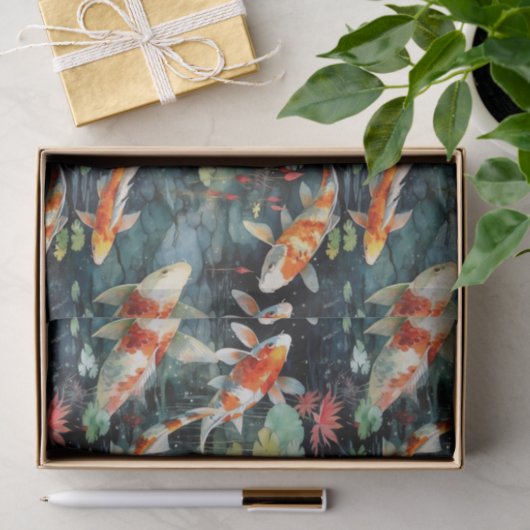 Papier Mousseline Moody Koi Fish Garden Découpage (Cadeau)