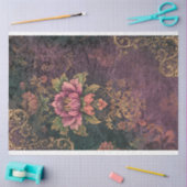 Papier Mousseline Moody Purple & Green Motif & Flower decoupage (Artisanat)
