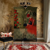 Papier Mousseline Moody Romantic Scarlet Carnations Green Patina