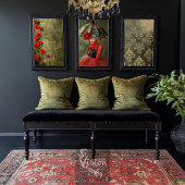 Papier Mousseline Moody Romantic Scarlet Carnations Green Patina