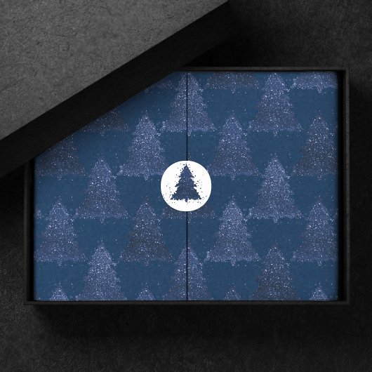 Papier Mousseline Moody Tree Motif | Noël bleu marine classique