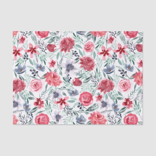 Papier Mousseline Moody Watercolor Florals (Recto)