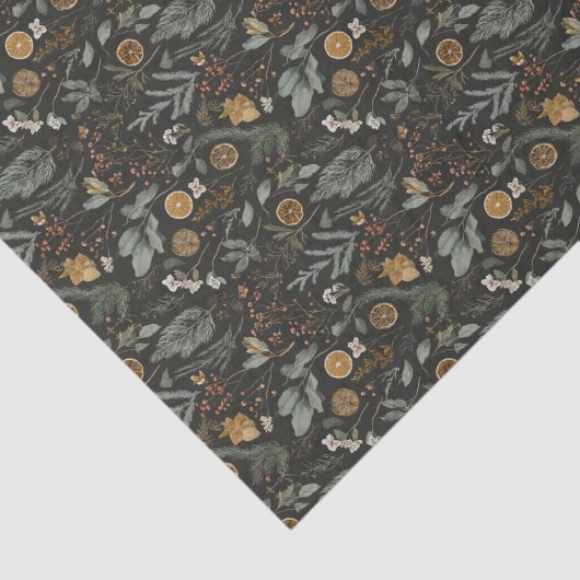 Papier Mousseline Moody Winter Botanical Christmas Holiday (Détail)