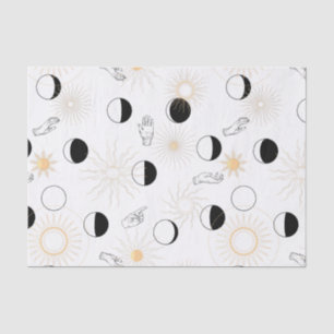 Papier Mousseline Moon phases solaires signaux main rétro alchimie