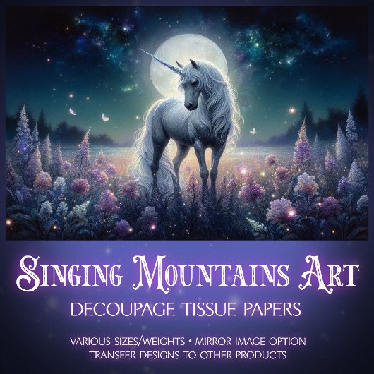 Papier Mousseline Moonlight Unicorn Dreams Decoupage