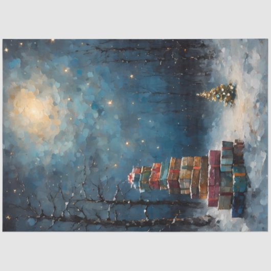 Papier Mousseline Moonlit Christmas Forest | Stacked Gifts Winter  (Recto)