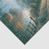 Papier Mousseline Moonlit Couple Walking Riverside Path Decoupage (Détail)