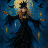 Papier Mousseline Moonlit Sorceress – Mystical Witch Decoupage Paper