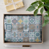 Papier Mousseline Moroccan tile-orange et light turquoise (Cadeau)