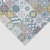 Papier Mousseline Moroctile - pastel blue and gold (Détail)