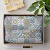 Papier Mousseline Moroctile - pastel blue and gold (Cadeau)