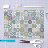 Papier Mousseline Moroctile - pastel blue and gold (Artisanat)