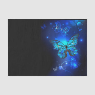 Papier Mousseline Morpho Butterfly in the Dark Background