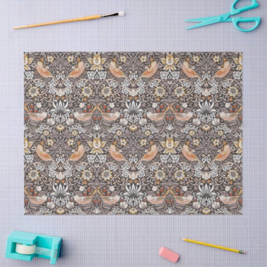 Papier Mousseline Morris Strawberry Thief Floral Pattern Earth Tones (Artisanat)