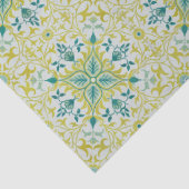 Papier Mousseline Morris Yellow Turquoise Vine & Flower Pattern (Détail)