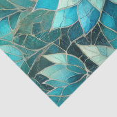 Papier Mousseline Mosaic Blue Teal Floral Pattern Decoupage (Détail)
