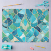 Papier Mousseline Mosaïque Abstraite turquoise de style Art déco (Artisanat)