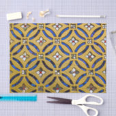 Papier Mousseline Mosaïque Art déco Carrelage or et bleu (Artisanat)