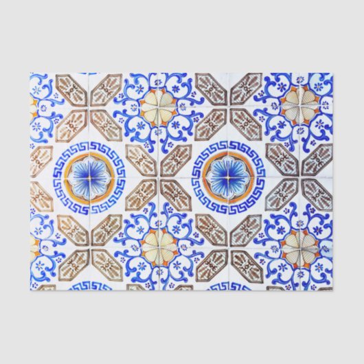 Papier Mousseline Mosaïque bleue italienne (Recto)