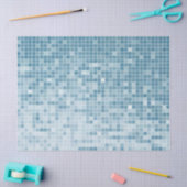 Papier Mousseline Mosaïque dégradé de pixels bleus (Artisanat)