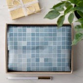 Papier Mousseline Mosaïque dégradé de pixels bleus (Cadeau)