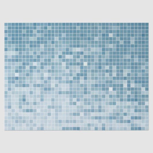 Papier Mousseline Mosaïque dégradé de pixels bleus (Recto)