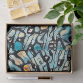 Papier Mousseline Mosaïque jaune bleu chat tribal Découpage Abstrait (Cadeau)