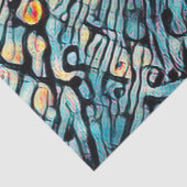 Papier Mousseline Mosaïque jaune bleu chat tribal Découpage Abstrait (Détail)