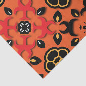 Papier Mousseline Mosaïque orange rouge noir ethnique Arabesque Boho (Détail)