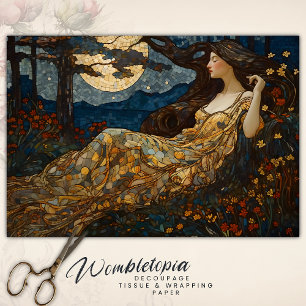 Papier Mousseline Mosaïque vintage Florale Moonlit Gold Lady Découpa