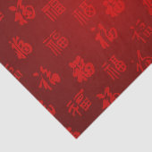 Papier Mousseline Mot calligraphie chinois rouge 福 (Détail)