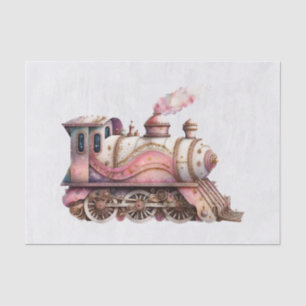 Papier Mousseline Moteur de train rose Style Steampunk Vintage