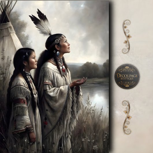 Papier Mousseline Mother & Daughter Teepee Prayer Decoupage