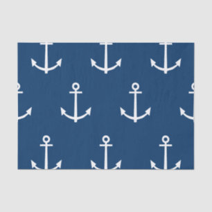 Papier Mousseline Motif 1 d'Ancres de bleu marine