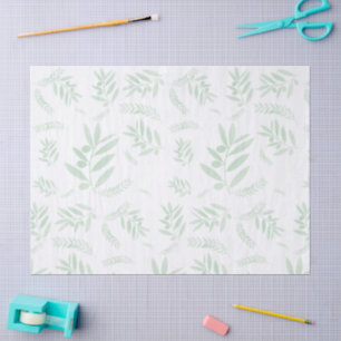 Papier Mousseline Motif à branche d'olivier naturel