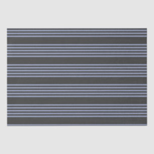 Papier Mousseline Motif à cinq bandes bleu-gris et charbon
