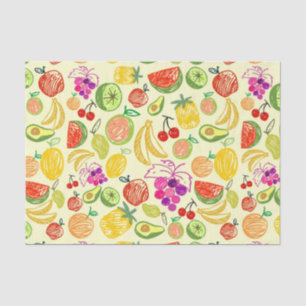 Papier Mousseline Motif à doodle de fruits assoré