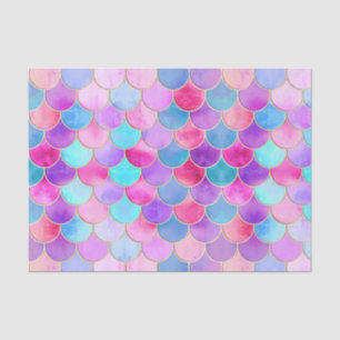 Papier Mousseline Motif à échelle de sirène rose, violet et aqua