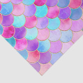 Papier Mousseline Motif à échelle de sirène rose, violet et aqua (Détail)