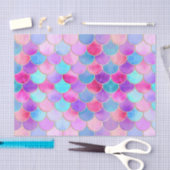 Papier Mousseline Motif à échelle de sirène rose, violet et aqua (Artisanat)