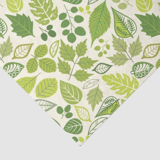 Papier Mousseline Motif à feuilles vertes (Détail)