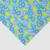Papier Mousseline Motif à fleurs Art Déco - bleu et vert citron (Détail)