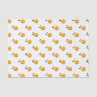 Papier Mousseline Motif à fleurs orange