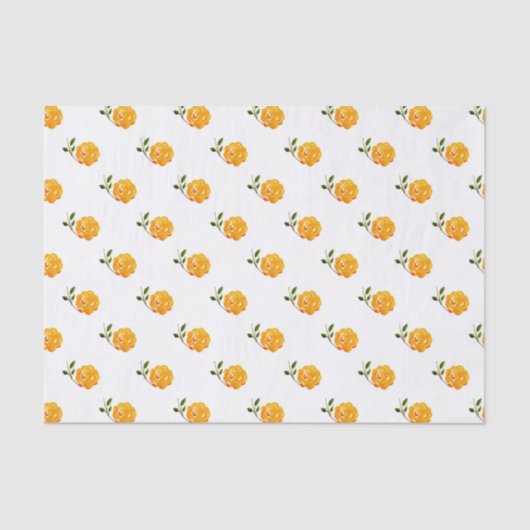 Papier Mousseline Motif à fleurs orange (Recto)