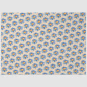 Papier Mousseline Motif à fleurs orange et bleu (Recto)