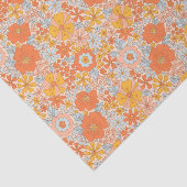Papier Mousseline Motif à fleurs Orange Retro (Détail)