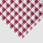 Papier Mousseline Motif à plaid blanc rouge Bourgogne (Détail)