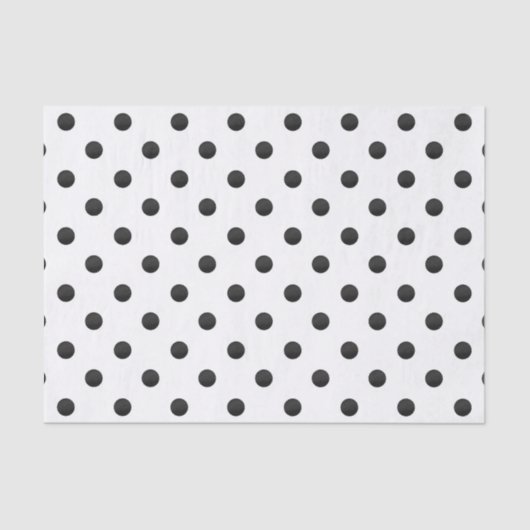 Papier Mousseline Motif à points Polka noir et blanc (Recto)
